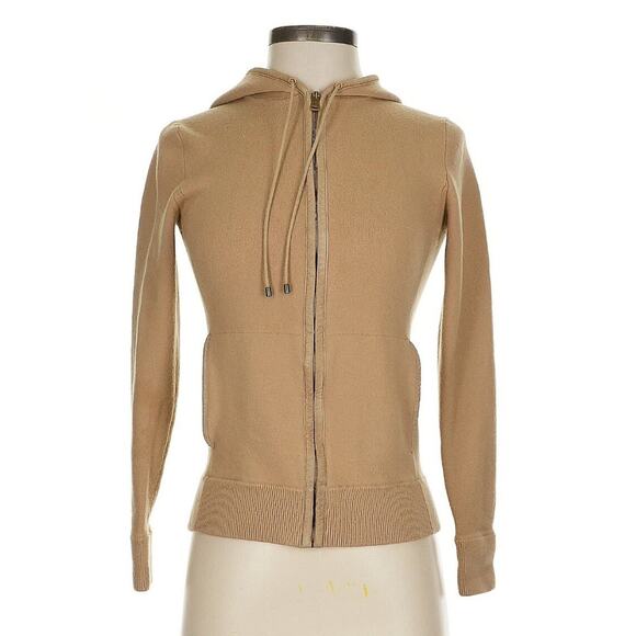 Ralph Lauren Tops - Ralph Lauren Collection Purple Label Wool Hooded Jacket Sweatshirt Leather Trim